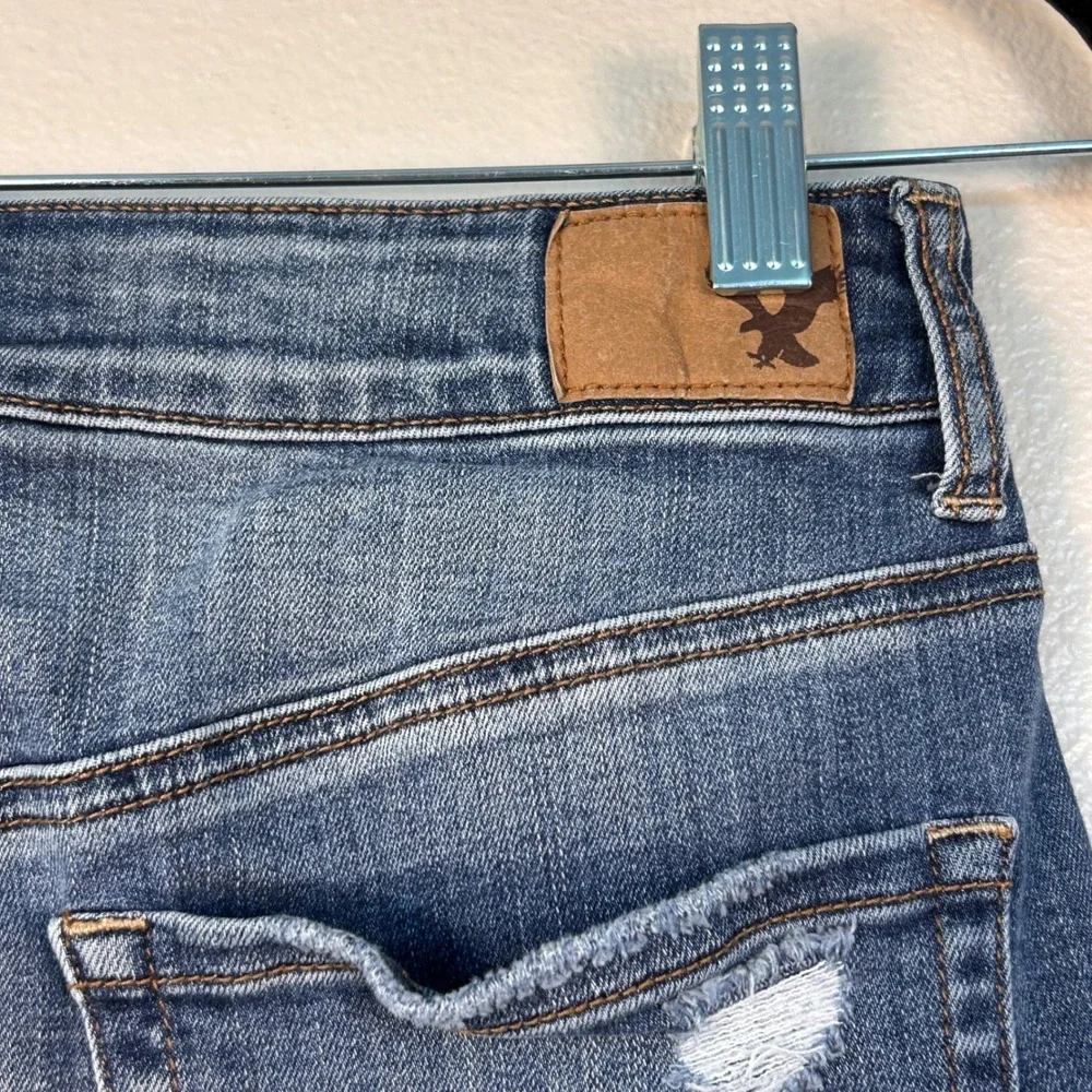 American Eagle Super Stretch Distressed Denim Mini Skirt Blue‎ Size 2